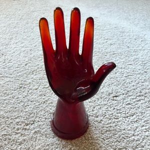 Vintage red amberina glass hand